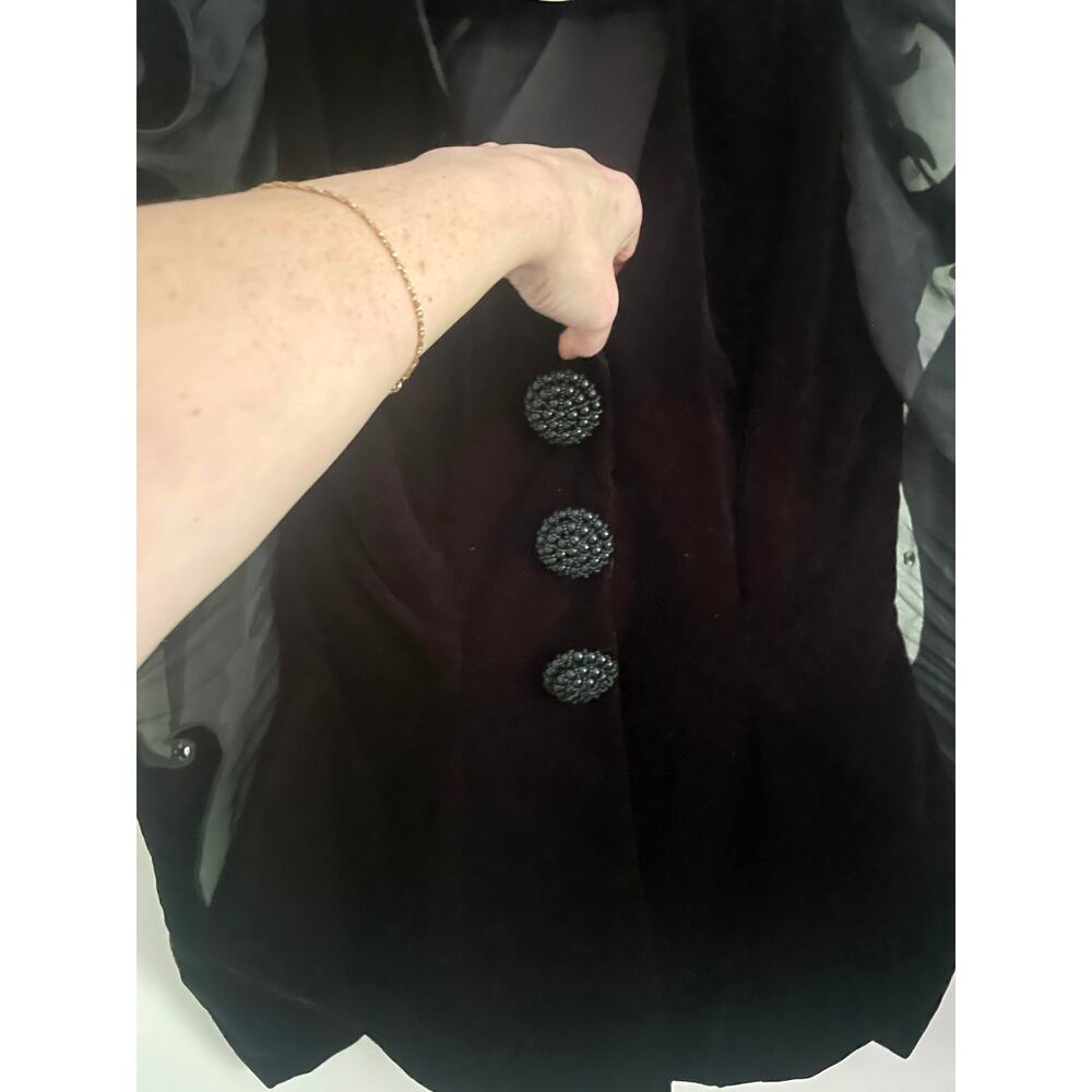 CACHÉ Karen Okada Velvet Jacket Sheer Puff Sleeve Avant Garde Goth Sz 10 Vintage - Picture 4 of 8